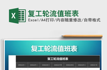 2021年復工輪流值班表