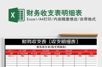 2021年財務(wù)收支表明細(xì)表