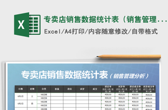 2021年專賣店銷售數(shù)據(jù)統(tǒng)計表（銷售管理分析）