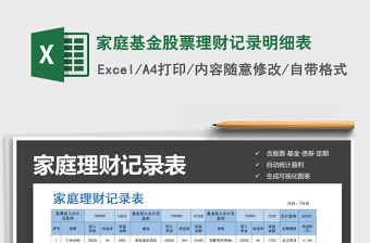 2021年家庭基金股票理財(cái)記錄明細(xì)表