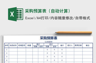 2021年采購預(yù)算表（自動計算）