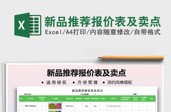 2021年新品推薦報價表及賣點免費下載