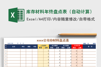 2021年庫(kù)存材料年終盤(pán)點(diǎn)表（自動(dòng)計(jì)算）