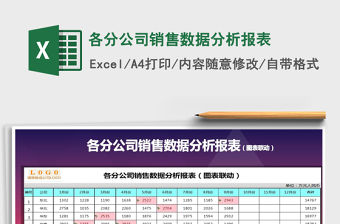 2021年各分公司銷售數據分析報表