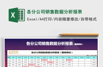 2021年各分公司銷售數(shù)據(jù)分析報表