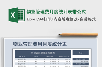 2021年物業(yè)管理費(fèi)月度統(tǒng)計(jì)表帶公式