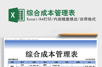 2021年綜合成本管理表
