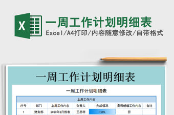 2021年一周工作計(jì)劃明細(xì)表
