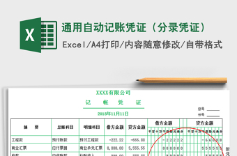 2021年通用自動(dòng)記賬憑證（分錄憑證）