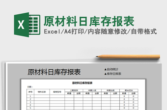 2021年原材料日库存报表