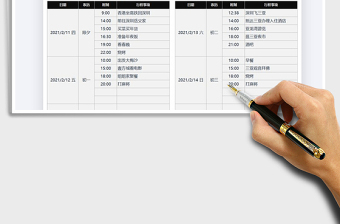 2021年春节行程计划表