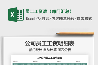 2021年員工工資表（部門匯總）免費(fèi)下載