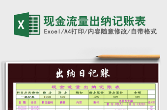 2021年現(xiàn)金流量出納記賬表