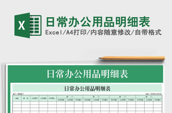 2021年日常辦公用品明細表免費下載