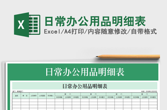 2021年日常辦公用品明細表免費下載