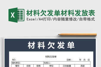 2021年材料欠發(fā)單材料發(fā)放表