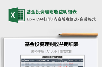 2021年基金投資理財收益明細表