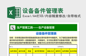 2021年設備備件管理表 免費下載