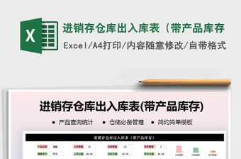2021年進銷存?zhèn)}庫出入庫表（帶產(chǎn)品庫存
