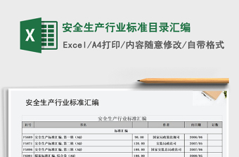 2021年安全生產(chǎn)行業(yè)標(biāo)準(zhǔn)目錄匯編