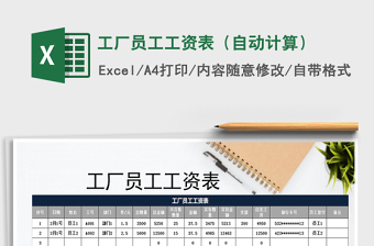 2021年工廠員工工資表（自動計算）