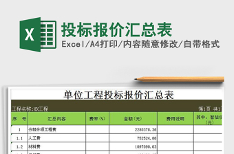 2021年投标报价汇总表