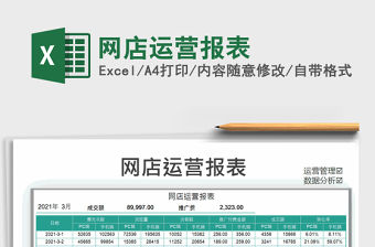 2022年網(wǎng)店運營報表