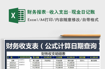 2022财务报表现金日记账收支表