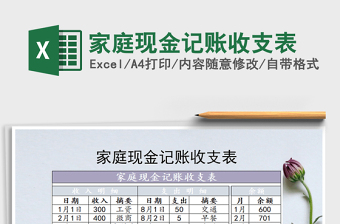 2021年家庭現(xiàn)金記賬收支表