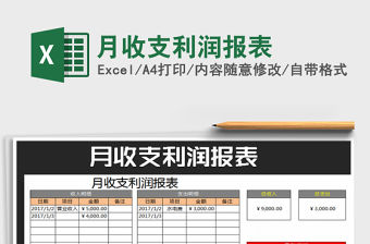 2021年月收支利潤報表