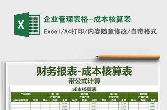 2021年企業管理表格-成本核算表
