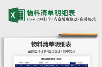 2021年物料清單明細表