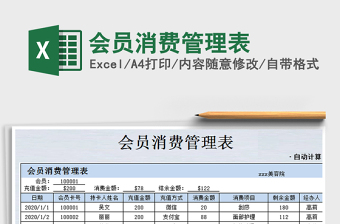 2021年會(huì)員消費(fèi)管理表