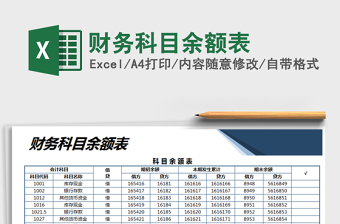 2021年财务科目余额表