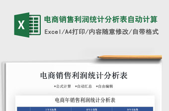 2021年電商銷售利潤統計分析表自動計算