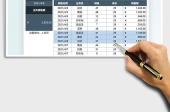 2021年销售业绩按日期查询统计表