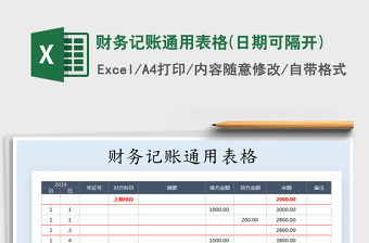 2021年財務記賬通用表格(日期可隔開)
