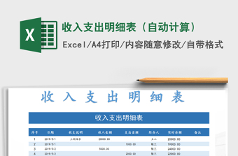 2021年收入支出明細(xì)表（自動計(jì)算）