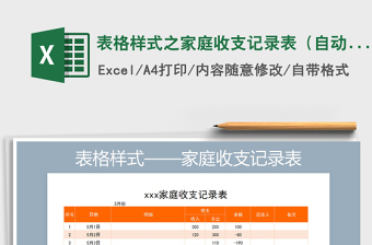 2021年表格樣式之家庭收支記錄表（自動(dòng)計(jì)算）