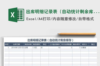 2021年出庫明細(xì)記錄表（自動(dòng)統(tǒng)計(jì)剩余庫存）