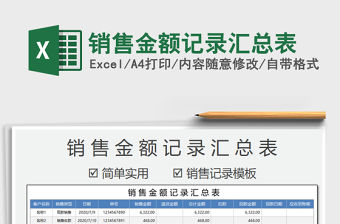 2021年銷售金額記錄匯總表