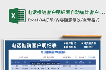 2021年電話推銷客戶明細(xì)表自動(dòng)統(tǒng)計(jì)客戶及成交額