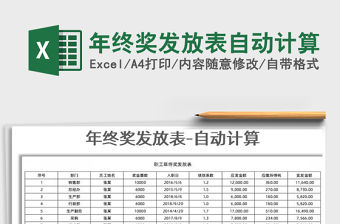 2021年年終獎發放表自動計算免費下載