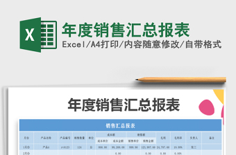 2021年年度銷售匯總報表