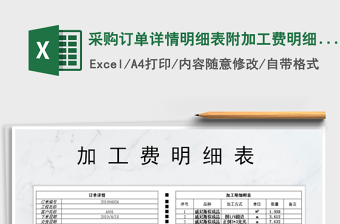 2021年采購訂單詳情明細(xì)表附加工費(fèi)明細(xì)表