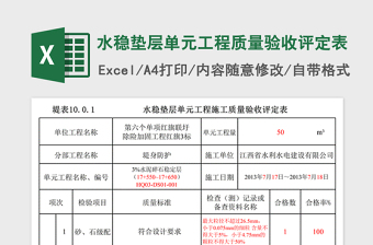 2021年水穩(wěn)墊層單元工程質(zhì)量驗(yàn)收評(píng)定表