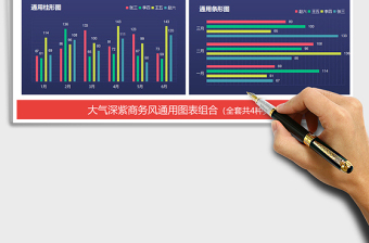 2021年大氣商務(wù)風(fēng)圖表組合餅圖折線圖