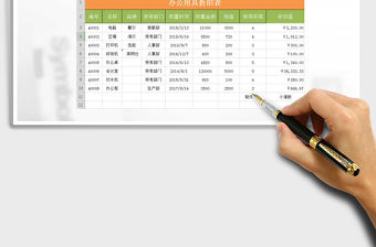 2021年辦公室辦公用品折舊值帶公式表格