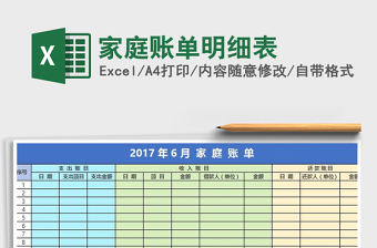 2021年家庭賬單明細表