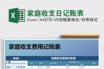 2021年家庭收支日記賬表